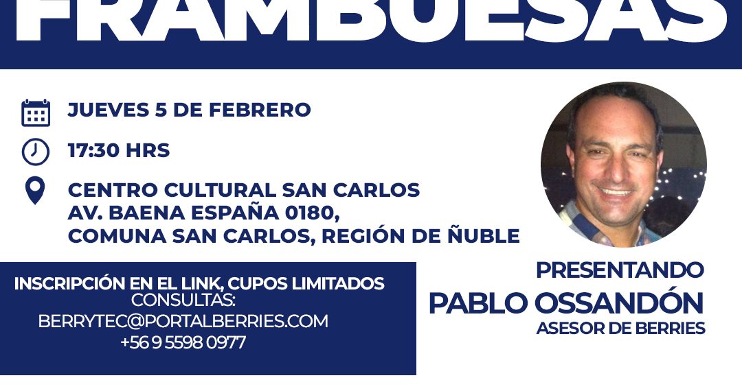 Berrytec realizará seminario de actualización en el cultivo de frambuesas en San Carlos